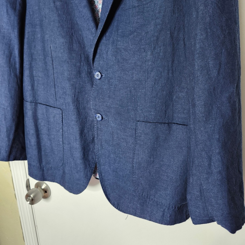 Tailorbyrd Collection Mens Navy Blue Cotton Linen Blend Blazer Sport Coat 44R - Picture 4 of 11